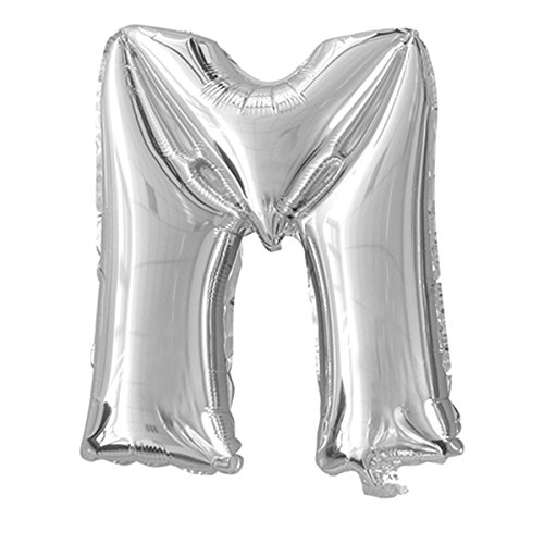 schenken-24 Folienballon Buchstaben (A - Z) in Silber, Höhe ca. 32 cm (M) von schenken-24