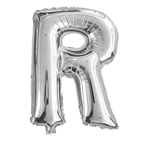 schenken-24 Folienballon Buchstaben (A - Z) in Silber, Höhe ca. 32 cm (R) von schenken-24