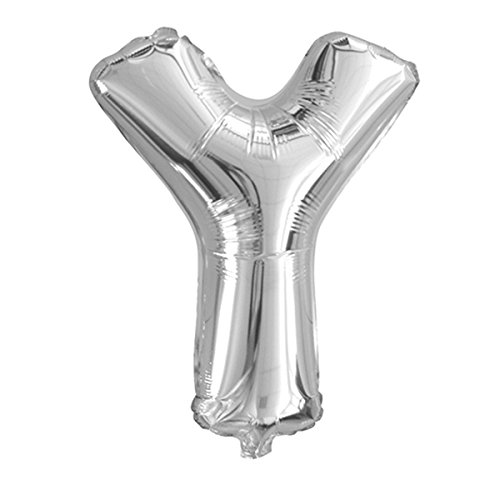 schenken-24 Folienballon Buchstaben (A - Z) in Silber, Höhe ca. 32 cm (Y) von schenken-24