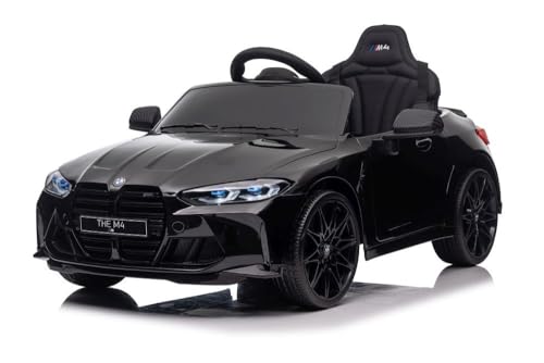 Kinder Elektroauto BMW M4, 12 Volt Zwei Motoren+Audio+LED+FB schwarz von schnaeppchenmeile-online