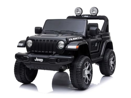 Kinder Elektroauto Jeep Wrangler Rubicon, 2 Motoren+LED+Audio schwarz von schnaeppchenmeile-online