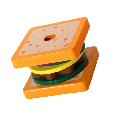 scyca Holzspielzeug zum Stapeln von Hamburger-Sandwiches, Holzspielzeug zum Stapeln von Lebensmitteln, Simulationsset für Hamburger Sandwiches und , Bildung und von scyca