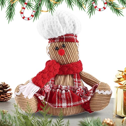 scyca Lebkuchenmann-Plüschtier, Plüschtier | Weihnachtlicher Lebkuchenmann mit Kochmütze, Plüschfiguren Weihnachts-Lebkuchenmann, Plüschpuppe von scyca