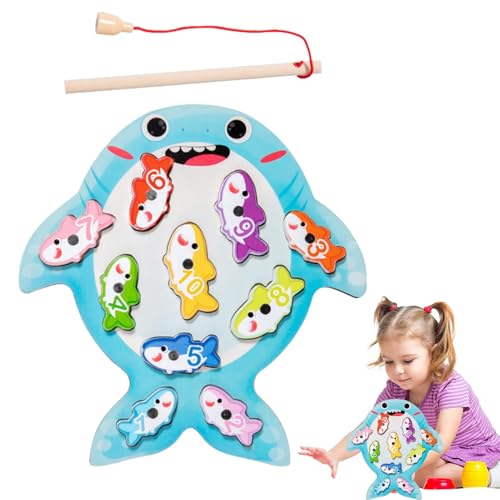 scyca Magnetisches Angelspielzeug, Fischerei aus Holz, magnetisch, Angelspiele | Holzspielzeug für Kinder von 3 bis 5 Jahren, Fischfanglernen, Feinmotorik, von scyca