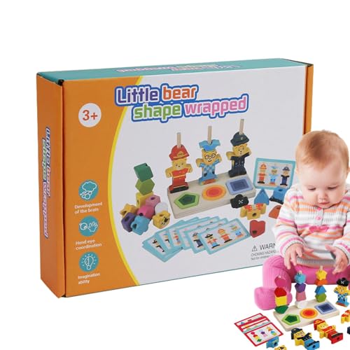 scyca Passende Spiele für Kinder von 3 bis 5 Jahren, buntes Sortierspielzeug für Kinder von 3 bis 5 Jahren, stapelbares Holzspielzeug mit Schnürperlen in Bärenform, Spielzeug scyca Passende Spiele für Kinder von 3 bis 5 Jahren, buntes Sortierspielzeug für Kinder von 3 bis 5 Jahren, stapelbares Holzspielzeug mit Schnürperlen in Bärenform, Spielzeug von scyca