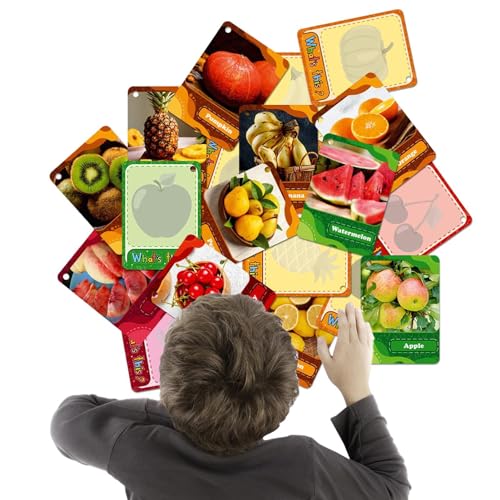 scyca Passende - und Gemüsekarten, Flash-Karten für Kleinkinder, Flash-Karten für Lebensmittel, lustiges Lernspielzeug für Babys, Taschen-Karte für Kinder, von scyca