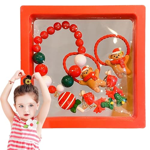 scyca Weihnachts-Stirnband, Schmuck für kleine Mädchen, vielseitiges Cartoon-Schmuck-Set für Mädchen – Set mit Armbändern und Haarschleifen mit Haarspangen für Weihnachten, Kleid scyca Weihnachts-Stirnband, Schmuck für kleine Mädchen, vielseitiges Cartoon-Schmuck-Set für Mädchen – Set mit Armbändern und Haarschleifen mit Haarspangen für Weihnachten, Kleid von scyca