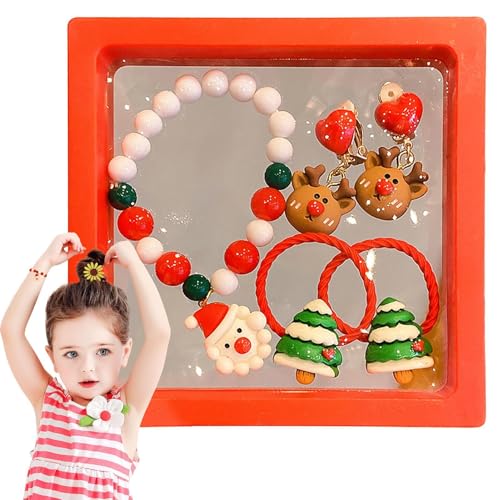 scyca Weihnachtsschmuck, Weihnachts-Stirnband | Vielseitiges Schmuckset mit Cartoon-Figuren für Mädchen | Set mit Armbändern und Haarschleifen mit Ohrklemmen für Weihnachten, Partykleid scyca Weihnachtsschmuck, Weihnachts-Stirnband | Vielseitiges Schmuckset mit Cartoon-Figuren für Mädchen | Set mit Armbändern und Haarschleifen mit Ohrklemmen für Weihnachten, Partykleid von scyca