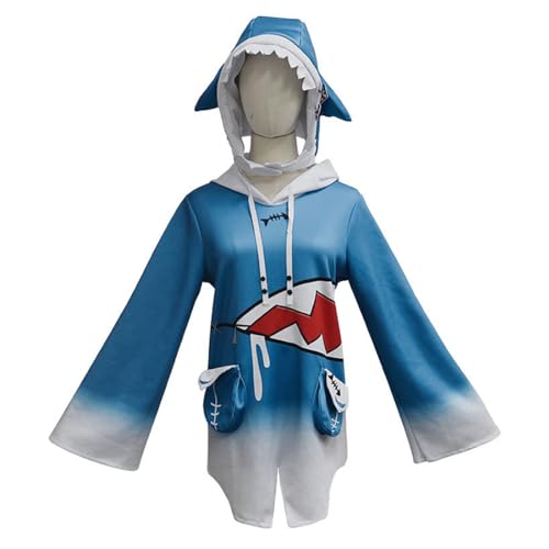 sdfsdfsd Anime Virtual Anchor Gawr Gura Cosplay-Outfit, niedliches Hai-Form-Kostüm-Set für Manga-Goomba-Fans von sdfsdfsd