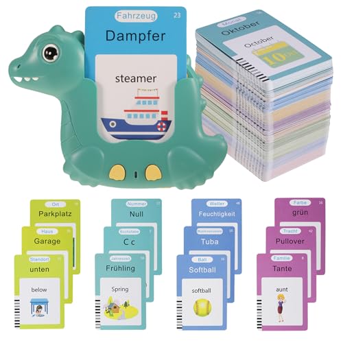 Sprechende Lernkarten Deutsch Englisch 510 Wörter Sprechenden Flash Karten 225 Blätter Deutsch Lernspielzeug für Kinder ab 2-6 Jahre Vorschulkinder Geschenk für Jungen Mädchen von sdhiiolp
