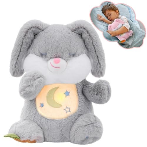 seOSTO Beruhigende Bunny, Atmende Bunny, Schlafotter Plüsch mit Atembewegung und Musik Musikalische, Beruhigungspuppe für Baby Spielzeug, Neue Baby Geschenke von seOSTO