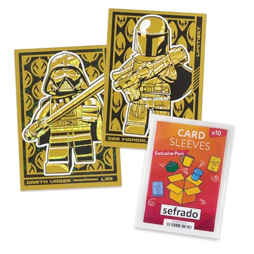 Bundle Lego Star Wars Serie 4-2 Gold Karten - LE 3 Darth Vader + LE 2 Mandelorianer kompatibel mit exclusiven sefrado Hüllen von sefrado