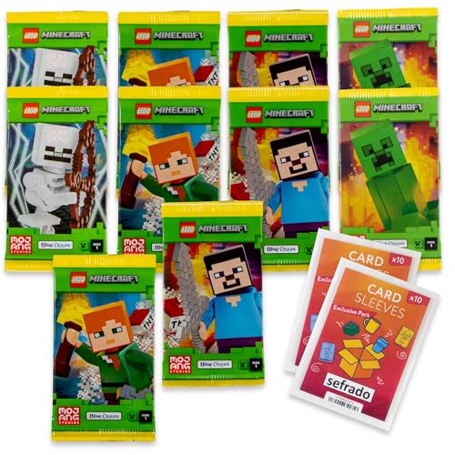 Bundle mit Lego Minecraft Serie 1 Trading Cards - 10 Booster kompatibel mit exklusiven sefrado Hüllen von sefrado