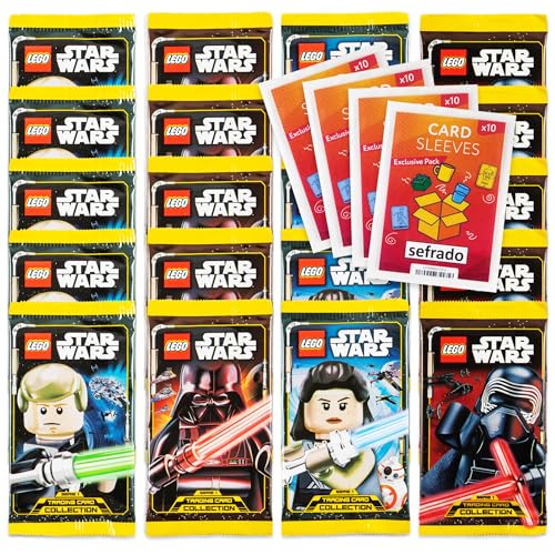 Bundle mit Lego Star Wars Serie 1 Trading Cards 20 Booster kompatibel mit exclusiven sefrado Hüllen von sefrado