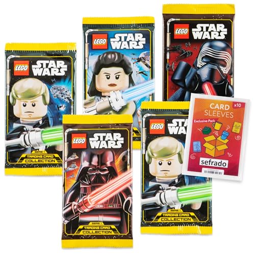 Bundle mit Lego Star Wars Serie 1 Trading Cards 5 Booster kompatibel mit exclusiven sefrado Hüllen von sefrado