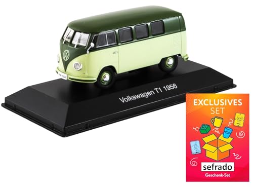 sefrado Bundle Exclusive Geschenkkarte kompatibel mit De Agostini VW Bus T1 1956 Bulli Transporter Volkswagen Modell aus Metall - Maßstab 1 : 43 von sefrado