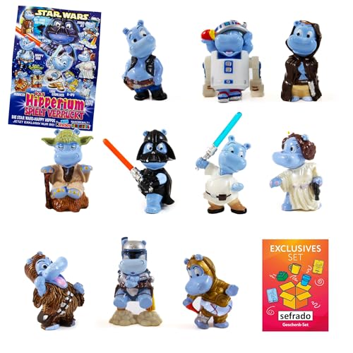 sefrado Bundle Exclusive Geschenkkarte kompatibel mit Ü Ei 10 Figuren Happy Hippo Star Wars + 1 Bpz Das Hipperium spielt verrückt 2002 von sefrado