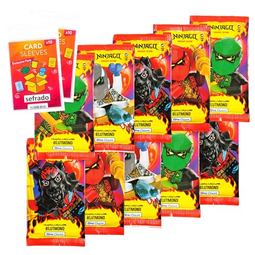 sefrado Bundle Exclusive Hüllen kompatibel mit Blue Ocean Ninjago 10 Booster Serie 10 Blutmond Trading Card Game 2025 von sefrado