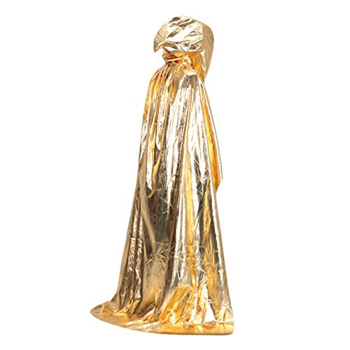 semen Damen Herren Halloween Umhang Satin Karneval Fasching Kostüm Cape mit Kapuze (Golden) von semen