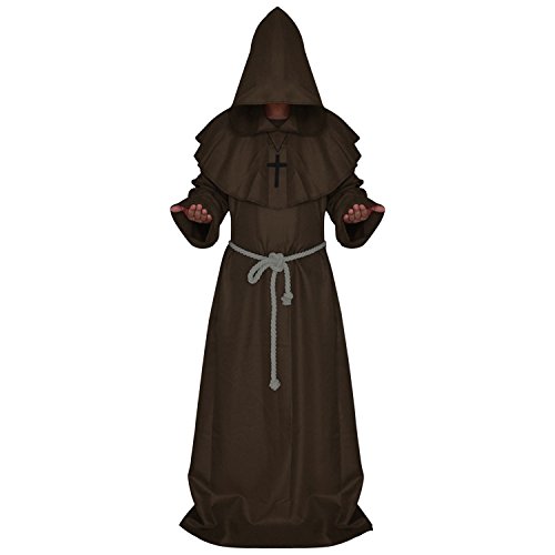 semen Mönchsrobe Kostüm Mittelalter Mönch Priester Gewand Kostüm mit Kapuze Umhang Mönchskutte Renaissanc Piester Robe Kostüm Cosplay von semen