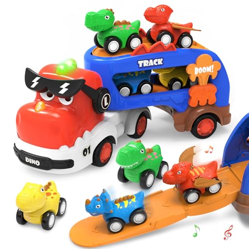 seveclotree 5 in 1 Transport Truck Dinosaurier Spielzeug,Spielzeug Ab 2 3 4 5 6 Jahre Junge,LKW Fahrzeuge Spielzeug Set,Geschenke für 3 4 5 6 Jährige Jungen Kinder seveclotree 5 in 1 Transport Truck Dinosaurier Spielzeug,Spielzeug Ab 2 3 4 5 6 Jahre Junge,LKW Fahrzeuge Spielzeug Set,Geschenke für 3 4 5 6 Jährige Jungen Kinder von seveclotree