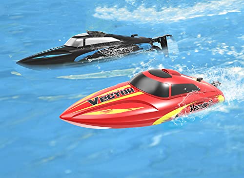 RC Boot 2.4G Fernbedienung Schnellboot Wiederaufladbare wasserdichte Abdeckung Design Anti-Kollisionsschutz Rc Boot (Schwarz + Rot) von sfhdcfbswjnjdcbshf