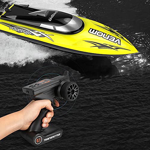 Wasserkühlung Kühlung Capsizing One-Button Reset Fernbedienung Gefäße/2.4G 4-Wege-RC-Schiffe Doppeldeck-wasserdichtes Rennboot/25 km/h Alarm bei schwacher Batterie Rennschiff (gelb) von sfhdcfbswjnjdcbshf