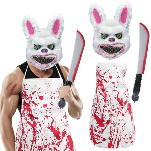 shallyong Halloween Maske Hase, Horror Kaninchen Maske, mit Blutige Schürze, Machete Halloween, Hasenmaske Horror, für Halloween Kostüm Karnevalsparty Cosplay Maskerade shallyong Halloween Maske Hase, Horror Kaninchen Maske, mit Blutige Schürze, Machete Halloween, Hasenmaske Horror, für Halloween Kostüm Karnevalsparty Cosplay Maskerade von shallyong