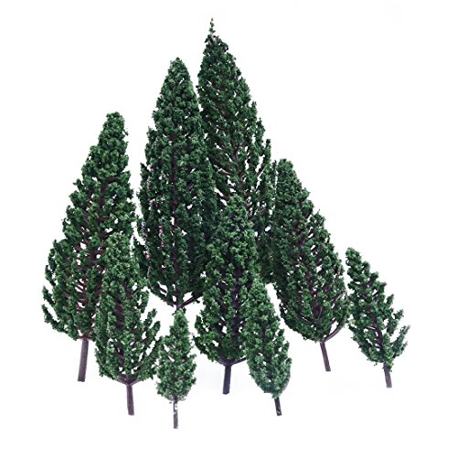 shanpu 10 Stück 4,8 cm – 16 cm Set Landschaft Modell Pyramidale Bäume Maßstab 1/50 von shanpu