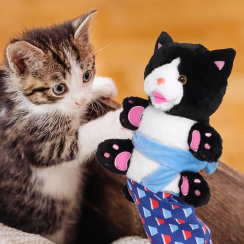 2 x Katzenring-Handpuppen, interaktives Kätzchen-Spielzeug für den Innenbereich, Baumwoll-Katzen-Wrestling-Handschuh für Haustierspiel, Sicherheitstraining und Übung, 50 x 20 cm, Plüsch-Spielzeug von shaojian