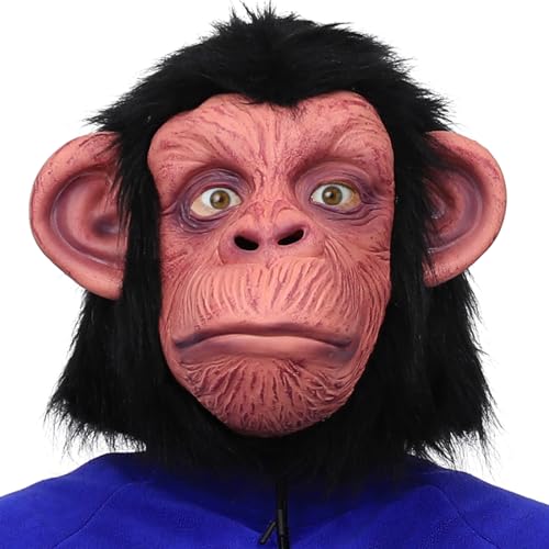 shayulajiao Affenmaske für Karneval Fasching Fastnacht, Schimpansen & Gorilla Design Latexmaske Erwachsene, Atmungsaktives Tierkostüm Straßenkarneval Halloween Party (Einheitsgröße) von shayulajiao