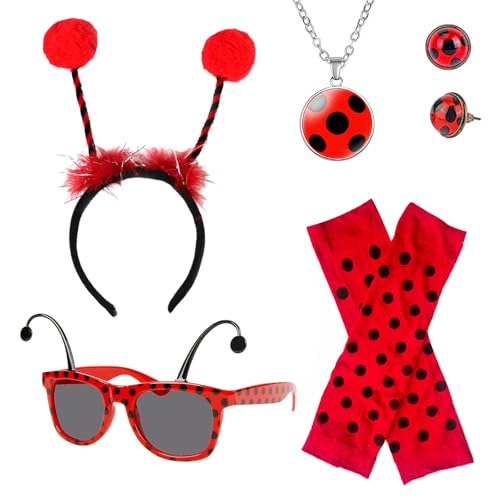 shengo Bee Costume Marienkäfer Kostüm Zubehör Set,Marienkäfer Handschuhe Marienkäfer Haarbänder Marienkäfer Halskette Ohrring Brille,Tier Marienkäfer Verkleidung für Karneval Cosplay Party shengo Bee Costume Marienkäfer Kostüm Zubehör Set,Marienkäfer Handschuhe Marienkäfer Haarbänder Marienkäfer Halskette Ohrring Brille,Tier Marienkäfer Verkleidung für Karneval Cosplay Party von shengo
