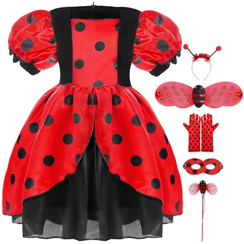 shengo Marienkäfer Kostüm Kinder, Mädchen Marienkäfer Kleid, Marienkäfer Tupfen Kostüm Tierkleid Tutu Rock für Halloween Karneval Party Rollenspiel mit Zauberstab, Flügel shengo Marienkäfer Kostüm Kinder, Mädchen Marienkäfer Kleid, Marienkäfer Tupfen Kostüm Tierkleid Tutu Rock für Halloween Karneval Party Rollenspiel mit Zauberstab, Flügel von shengo