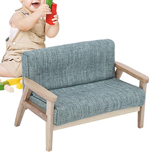 Shenruifa 1:12 Puppenhaus Miniatur Mini -Spielzeugmöbel Modell Japanisches Holz Sessel Stoffsofa (Grau grün) von shenruifa