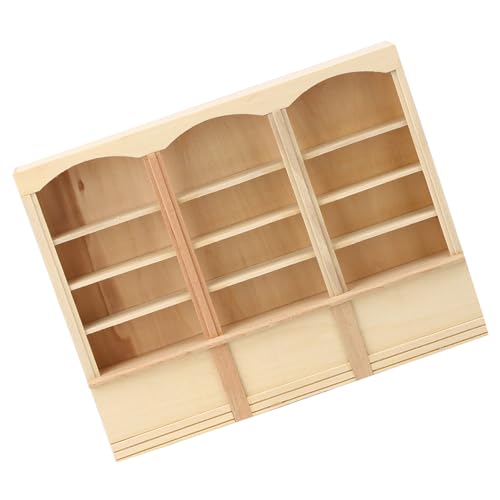 Shenruifa 1:12 Puppenhaus Miniatur Simuliertes Bücherregal Schrank Mini Möbelmodell Spielzeugzubehör (Holzfarbe (DREI-Link-Bücherregal)) von shenruifa