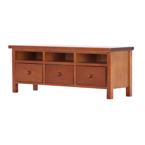 Shenruifa Miniatur -TV -Schrank Simulationsschubladen Dekoratives Holzmöbelmodell für 1/12 Puppenhaus (Kastanie) von shenruifa