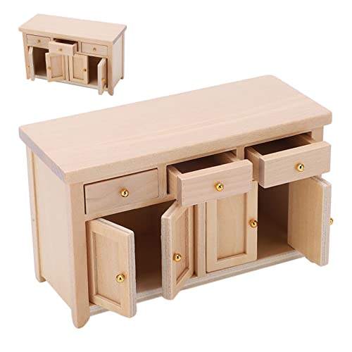 Shenruifa Puppenhausschrank, Maßstab 1:12, Wohnzimmer, Miniatur-Birken-Puppenhaus-Aufbewahrungsschrank (Holzfarbe) von shenruifa