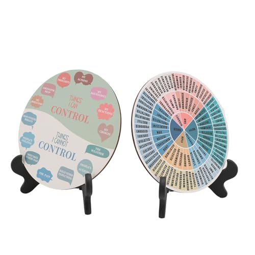 shenruifa 2pcs Ruhiges Gefühlsräder mit Schwarzer Basis Holz Emotion Chart Wheel Dekoration für das Büro Im Klassenzimmer Im Heimischen Schlafzimmer (1) von shenruifa