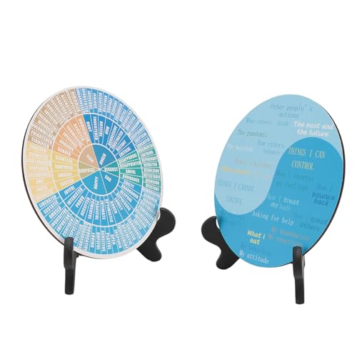 shenruifa 2pcs Ruhiges Gefühlsräder mit Schwarzer Basis Holz Emotion Chart Wheel Dekoration für das Büro Im Klassenzimmer Im Heimischen Schlafzimmer (2) von shenruifa