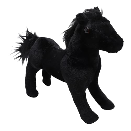 shenruifa Horse Plüschspielzeug Realistisch Weich Bequem Bequem Multifunktionales Pferdegefüllte Tierpuppe für Sofa Bett Schreibtisch (Schwarz) von shenruifa