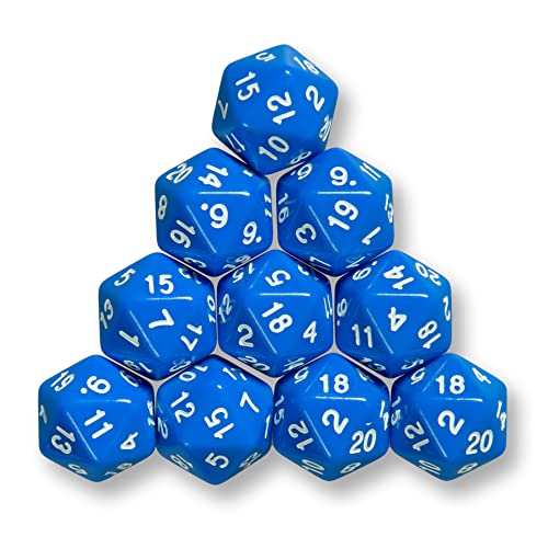 10x polyedrische W20 Würfel für Rollen- und Tabletopspiele (blau) von shibby