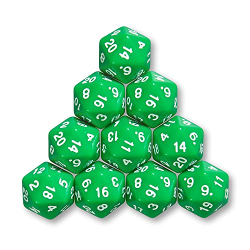 10x polyedrische W20 Würfel für Rollen- und Tabletopspiele (grün) von shibby