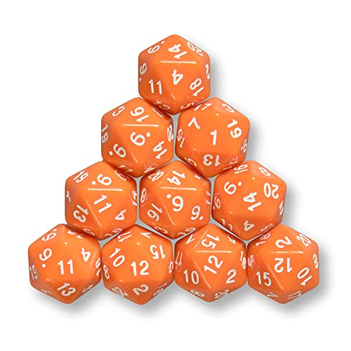 10x polyedrische W20 Würfel für Rollen- und Tabletopspiele (orange) von shibby