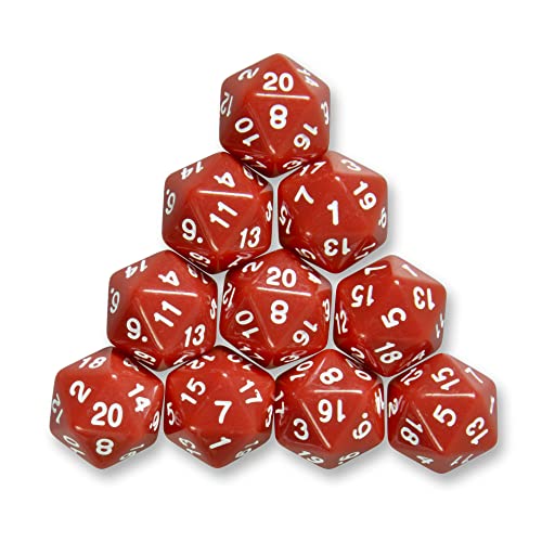 10x polyedrische W20 Würfel für Rollen- und Tabletopspiele (rot) von shibby