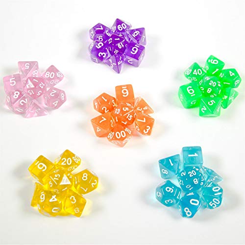 shibby 42 polyedrische Würfel 6 transparenten Farben & Beutel - Rollen-Spiele Dungeons & Dragons D&D, rosa/lila/grün/orange/gelb/blau shibby 42 polyedrische Würfel 6 transparenten Farben & Beutel - Rollen-Spiele Dungeons & Dragons D&D, rosa/lila/grün/orange/gelb/blau von shibby