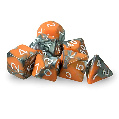 shibby 7 polyedrische Würfel für Rollen- und Tabletopspiele in dichromatisch orange - mit Beutel von shibby