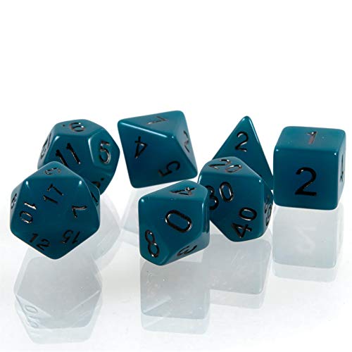 shibby 7 polyedrische leuchtende Würfel für Rollen- und Tabletopspiele in blau mit Beutel von shibby
