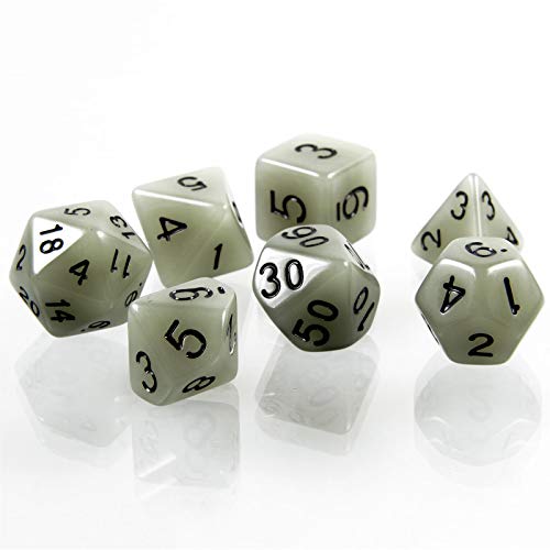 shibby 7 polyedrische leuchtende Würfel für Rollen- und Tabletopspiele in weiß mit Beutel shibby 7 polyedrische leuchtende Würfel für Rollen- und Tabletopspiele in weiß mit Beutel von shibby
