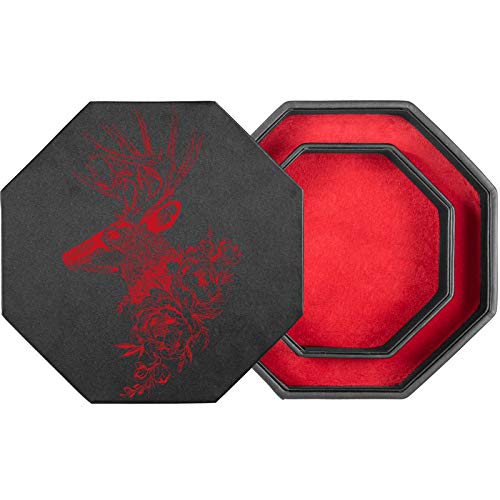 shibby Würfelbrett mit Würfel-Ablage und Deckel für alle Tabletop Spiele - 23,5cm M7-2 (rot) von shibby