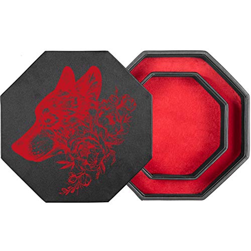 shibby Würfelbrett mit Würfel-Ablage und Deckel für alle Tabletop Spiele - 23,5cm floral M3-2 (rot) von shibby